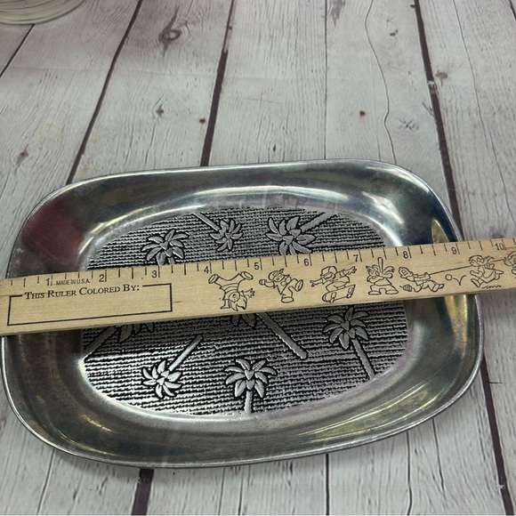 vintage Wilton Armetale Pewter Finish Palm Tree Bread Tray/Serving Plate - Picture 3 of 8